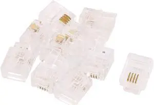 10 Pcs RJ11 6P4C Plug Jack Connector Clear for Telephone Cable Wire
