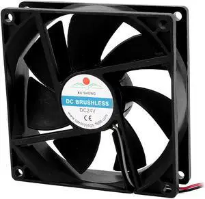 DC 24V 90mmx90mmx25mm 7 Vanes PC CPU Computer Cooling Fan w Metal Finger Guard