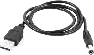 Unique Bargains 2.6Ft Long USB 2.0 A Type Male to 2.1mm Plug DC Power Cable Cord Black