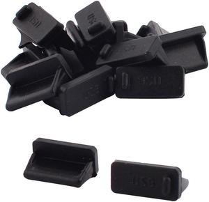 Computer Rubber USB 2.0 Type A Female Port Dust Dustproof Cover Plug Black 15pcs