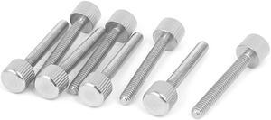 Computer PC Case Stainless Steel Flat Head Knurled Thumb Screw M4 x 30mm 8pcs