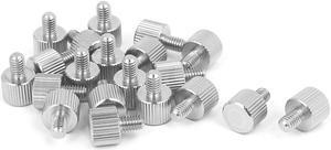 Computer PC Case Stainless Steel Flat Head Knurled Thumb Screw M4 x 6mm 20pcs