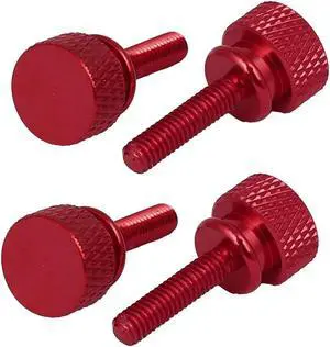 Computer PC Case Shoulder Type Knurled Thumb Screw Wine Red M4x16mm 4pcs