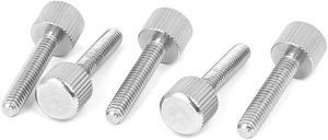 Computer PC Case Stainless Steel Flat Head Knurled Thumb Screw M4 x 20mm 5pcs