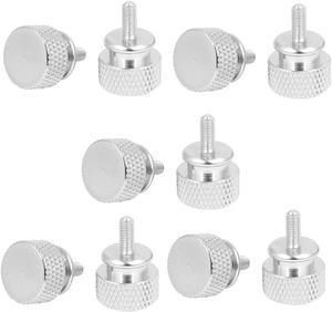 Computer PC Case Aluminum Alloy Knurled Thumb Screws Silver Tone M3x7mm 10pcs