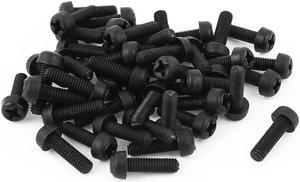 M3 x 10mm Plastic Phillips Cross Pan Head Machine Screws Black 50 PCS