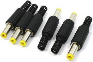 5.5mm x 2.5mm DC Power Plugs Male Barrel Connectors Black 6Pcs