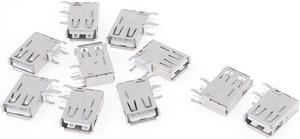 Unique Bargains 10 Pcs Side Design 4 Pin USB 2.0 A Female 90 Degree PCB Port Jack Sokcket