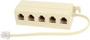 Unique Bargains Beige RJ11 6P4C 1 Male to 5 Ports Female Telephone Connectors