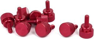 Computer PC Case Shoulder Type Knurled Thumb Screw Wine Red M4x10mm 10pcs