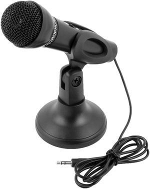 PC Computer Laptop Mini 3.5mm Studio Speech Stand Mount Microphone Mic Black