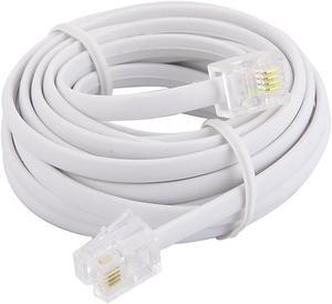 Office 6P4C RJ11 M/M Plug Phone Connectting Cable Cord White 3 Meters