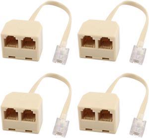 2 PACK RJ45 to BT RJ11 Secondary Telephone Splitter 2 Way Female to Male  Adapter Converter Line Cables Telephone Plug Socket Connector Ethernet For