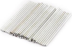 50Pcs Round Shaft Solid Durable Steel Rods Axles 2mm x 60mm Silver Tone