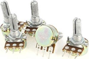 Unique Bargains 5 Pcs B250K Type B 250K Ohm Metal Shaft Single Linear Rotary Taper Potentiometer