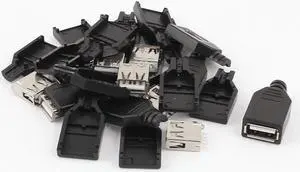 10PCS USB 2.0 Type A Female Socket Adapter Connector w Plastic Cover for DIY