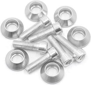 6Pcs 6mm Thread Silver Tone Aluminum Alloy Motorcycle License Plate Bolts Screws