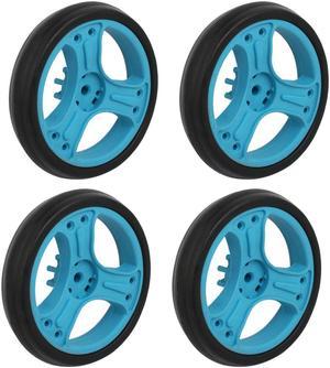 150mm Dia Plastic Single Wheel Stroller Pulley Rolling Roller Black Blue 4pcs