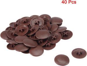 Unique Bargains 17mm Dia Round Shape Plastic Phillips Screw Cap Cover Dark Brown 40pcs