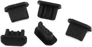 5Pcs Micro-USB Black Silicone Anti-dust Stopper/Plug for Protect Data Port Of PC