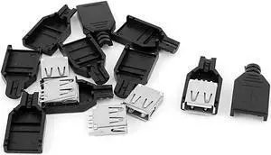 5PCS USB 2.0 Type A Female Socket Adapter Connector w Plastic Cover for DIY