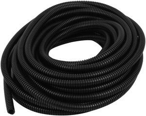 Black Plastic 7mm x 10mm Flexible Corrugated Conduit Pipe Hose Tube 9.9m Long