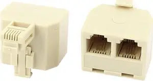 2Pcs RJ11 6P4C Double Holes Female/Female Telephone Cable Inline Connector