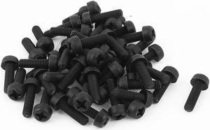 M3 x 10mm Nylon Phillips Cross Pan Head Machine Screws Black 50 PCS