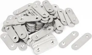 Unique Bargains 50mm x 15mm x 2mm Stainless Steel Straight Bracket Flat Repair Plate 60PCS