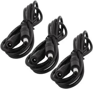 3 Pcs 2.1 x 5.5mm Male Female DC Power Cable 1M Length Black Extension Cable