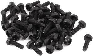 M2 x 6mm Nylon Phillips Cross Pan Head Machine Screws Black 50 PCS