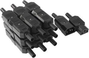 10Pair AC250V 10A 3P Panel Mount IEC320 C14 Socket C13 Plug Adapter Connector