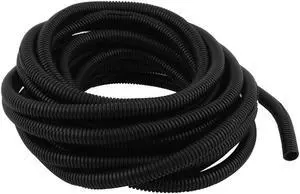 Unique Bargains Opened Flame Retardant Corrugated Hose Tube 10mm Dia 8M Length Black