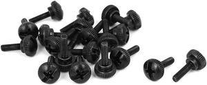 M3 x 10mm Knurled Phillips Head Thumb Screw Black 20pcs for Computer PC Case