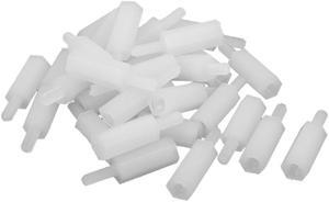 30 Pcs M2 10mm+5mm Female-Male White Nylon Hex PCB Stand-Off Screw Spacer