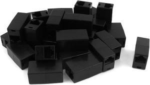 Unique Bargains 25 Pcs RJ45 8P8C CAT5 Network Cable Connector Extender Plug Coupler Joiner Black