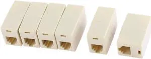 6P4C Female to Female Telephone Phone Coupler Adapter Connector Beige 6Pcs