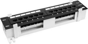 12-Port Cat.6A UTP Unsheilded Patch Panel RJ45 Ethernet With Wallmount Bracket