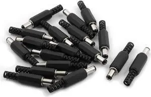 DIY Plastic Cover DC Power Male Jack Connector Black 2.1 x 5.5mm 18 Pcs