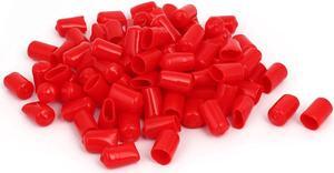 12mm Inner Dia Rubber Insulated End Cap Screw Thread Protector Cover Red 100pcs