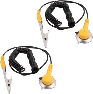 2Pcs Alligator Clip Coil Cable Anti Static ESD Mats Grounding Point Wire