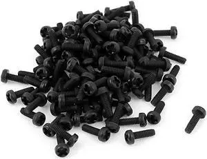M2 x 6mm Plastic Phillips Cross Pan Head Machine Screws Black 100 PCS M2 x 6mm Plastic Phillips Cross Pan Head Machine Screws Black 100 PCS