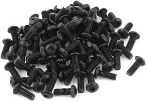 Unique Bargains 100Pcs Black M3 x 8mm Alloy Steel Hex Socket Button Head Machine Screws Bolts