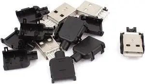 5PCS 4-Pin USB 2.0 Type A Male Connector Adapter w Plastic Housing for DIY