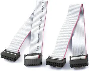 Unique Bargains 2pcs ISP JTAG ARM 2.54mm 14Pin F/F IDC Flat Ribbon Cable Wire Lead 8