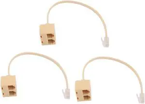 RJ12 Double Holes Female Telephone Wire Cord Inline Connector Splitter 3 Pcs
