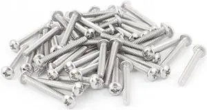 50 Pcs #6-32 x 1" Stainless Steel Phillips Truss Head Machine Screws 27mm Long