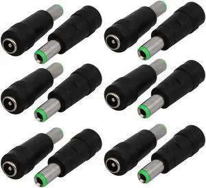 Plastic Shell 6.3mm x 3.0mm Male to 5.5mm x 2.5mm Female DC Power Adapter Black 12pcs