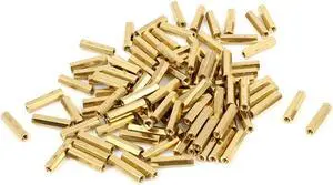 Unique Bargains 100 Pcs M2 12mm Hexagonal Net Nut Female Brass Standoff Spacer for CCTV Camera