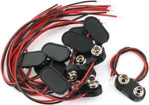 12 Pcs 9 Volt Battery Clip T-type Shell Buckle Connector Lead Wire 15cm